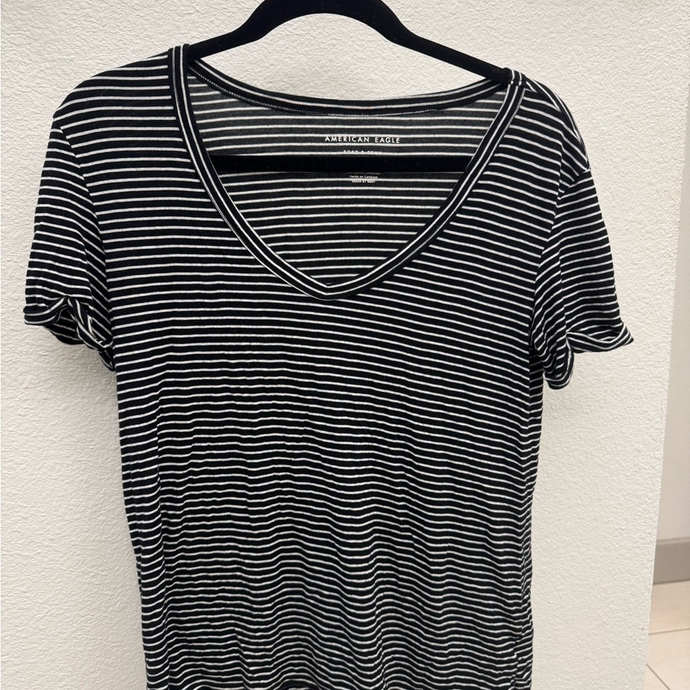 All Saints Black and White Striped Women's Top
